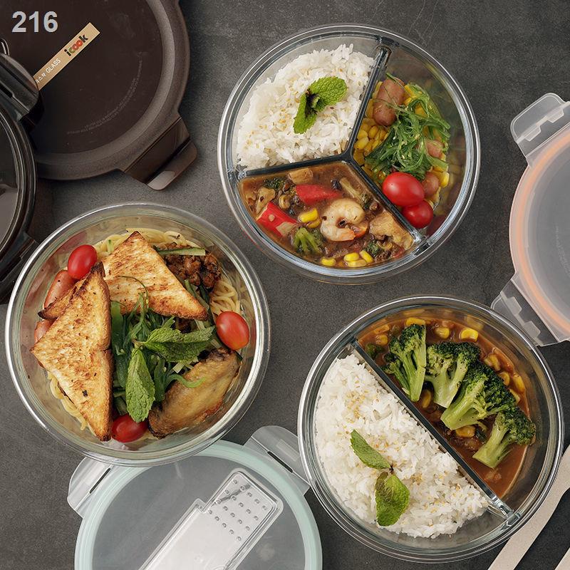 【thanh lý kho】Hộp cơm thủy tinh tròn đựng thức ăn có lò vi sóng cho nhân viên văn phòng hâm nóng bằng sinh Mì liền Bát