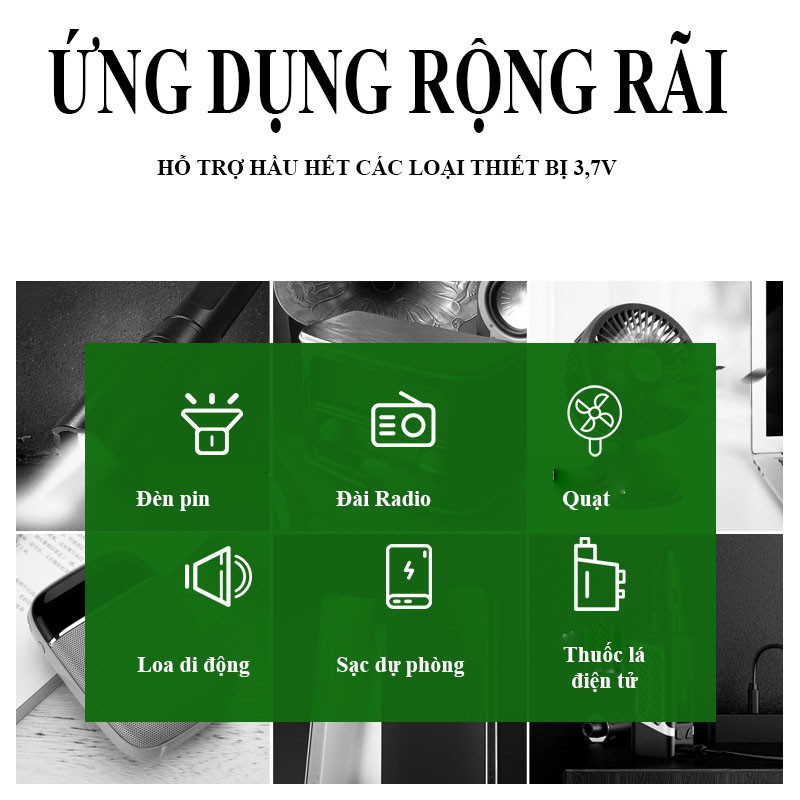 Pin Cell 26650 sạc lại chính hãng Doublepow công suất cao, sử dụng cho đèn siêu sáng, chế ắc quy