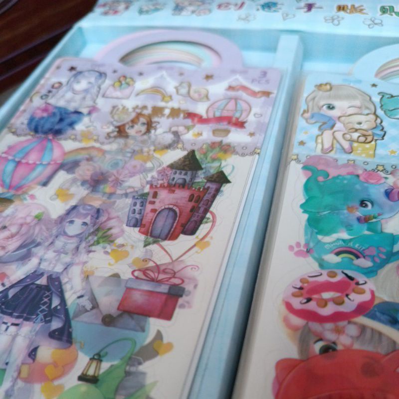 Khay 24 bộ nhãn dán sticker anime cute Mã XSZ 24 x 3 tờ