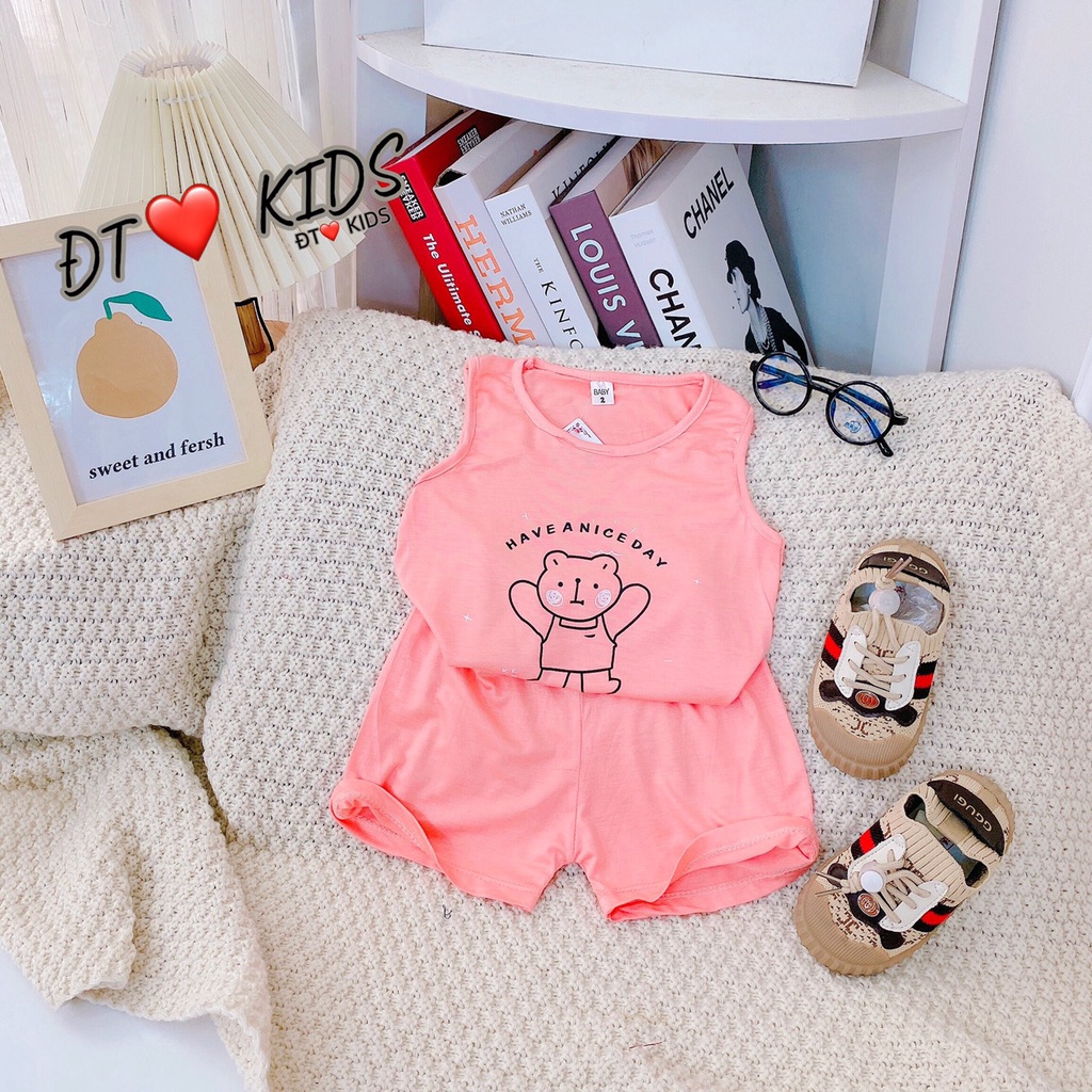 Bộ thun lạnh Minky Mom sát nách phiên bản gấu Have a nice day cho bé trai bé gái