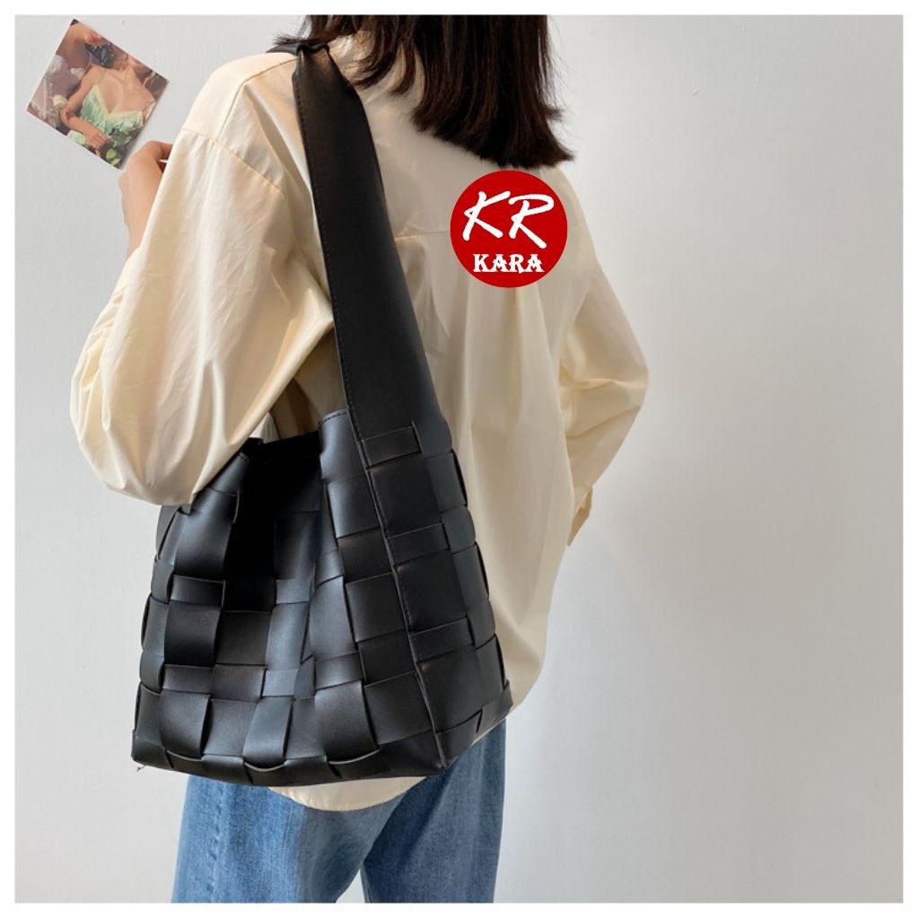 (Cao cấp) Túi Tote Da đan phong cách Hàn Quốc KR431-  Kèm ví, Size 29*28*13cm, Da PU cao cấp, 2 màu lựa chọn- KARA 431