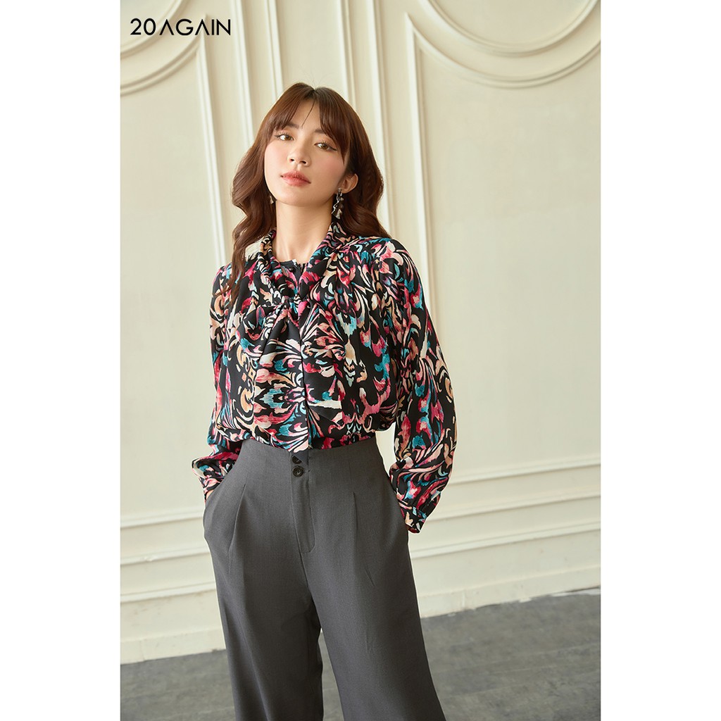 Áo sơ mi nữ dài tay thắt nơ cổ 20AGAIN, thiết kế phong cách công sở thanh lịch, 4 màu, đủ size ASW1151 | BigBuy360 - bigbuy360.vn