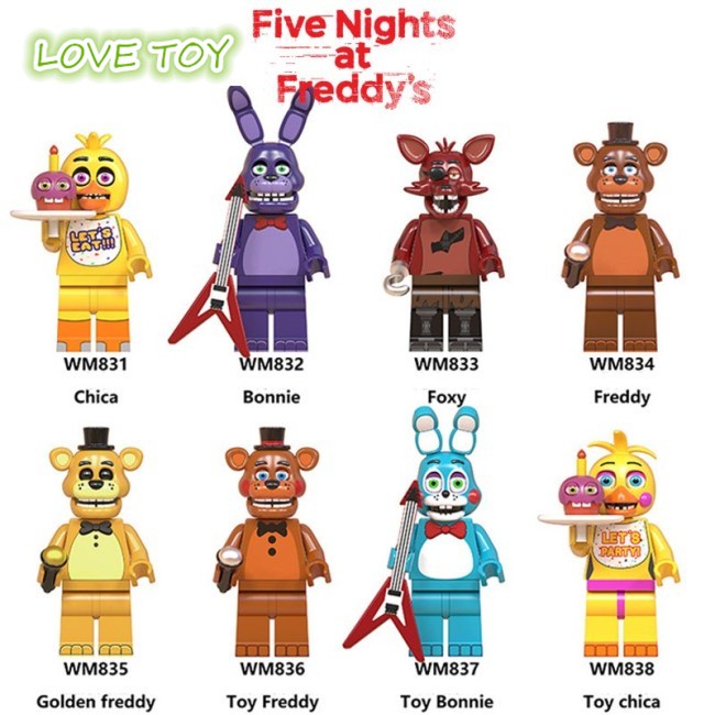 Nkodok FNAF series lego compatible Fazbear,Bonnie,Chica,Foxy,Freddy minifigures for kids lego toys