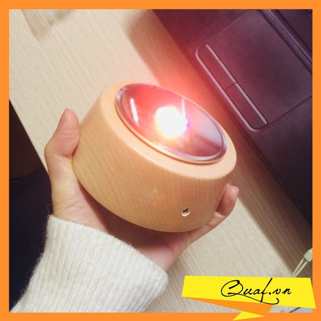 Đế Xoay Trưng Bày Đèn Led Thân Gỗ, Đế Sạc, Tự Động Xoay, Để Được Khối Cầu Tròn