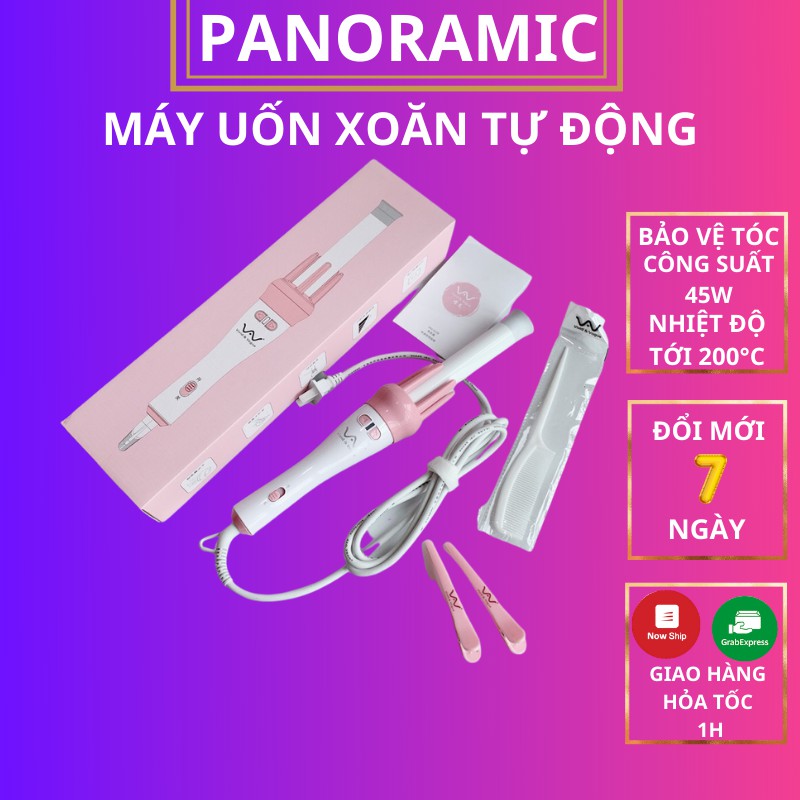 Máy uốn tóc mini, máy làm tóc xoăn tự động 3 in 1 đa năng xoay 360 độ Panoramic