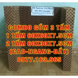 Combo Tấm Làm Mát gồm 1 tấm Khổ 60x60x7,5cm + 2 tấm Khổ 60x30x7,5cm (Cao-Rộng-Dầy)