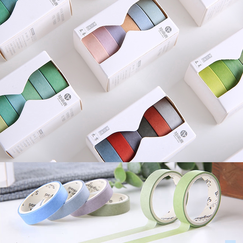 Set 6 cuộn băng keo giấy phong cách Nhật Bản nhiều màu sắc