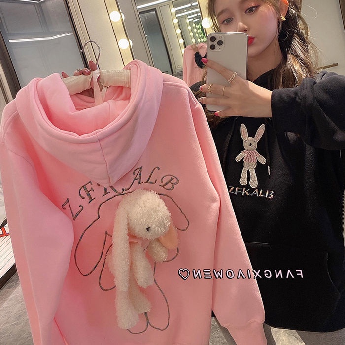 Áo Khoác Hoodie Dáng Rộng In Hình Thỏ Thời Trang Xuân Thu Cao Cấp Cho Nữ