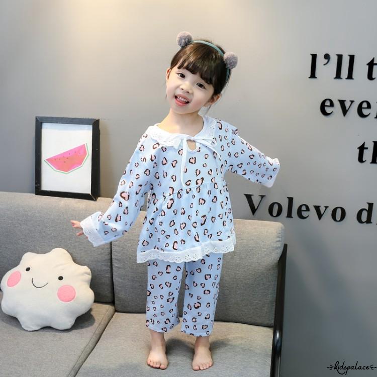 Bộ đồ ngủ cotton dài tay in hoạ tiết da báo dễ thương cho bé