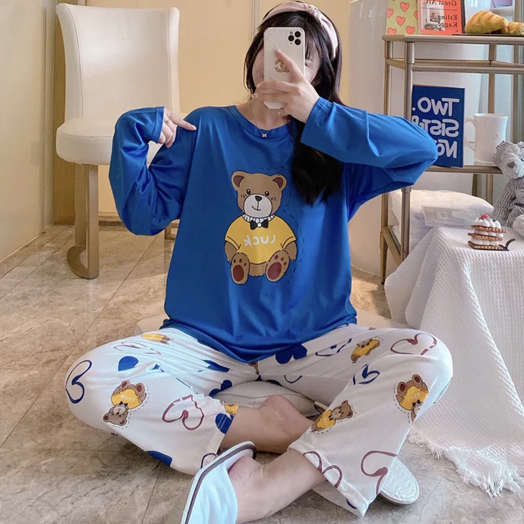 Đồ Bộ Nữ Thun Tay Dài Quần Dài <3 Đồ Ngủ Thun Dài Tay Đẹp Freesize 40-70kg | BigBuy360 - bigbuy360.vn