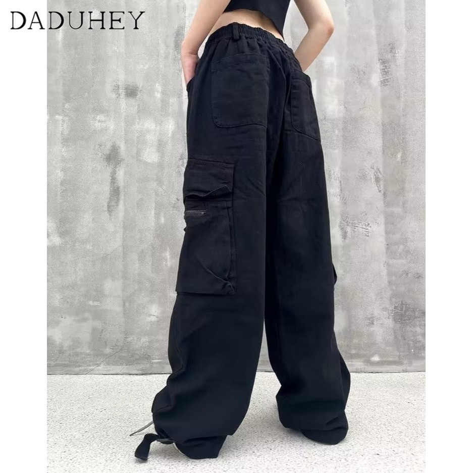 DaDuHey Autumn New Trendy Loose Casual Pants Men and Women Couple's Multi-Pocket Solid Color Overalls