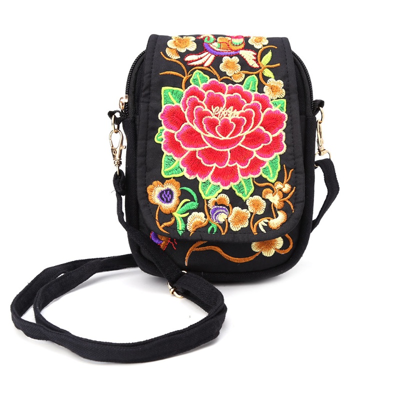 Túi Đeo Chéo Mini Thêu Họa Tiết Xinh Xắn Thời Trang Cho Nữ Ví