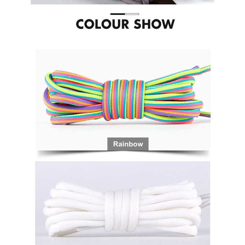 1 Cặp Dây Buộc Giày Bốt Martin Hình Tròn Màu Cầu Vồng Chất Lượng Cao