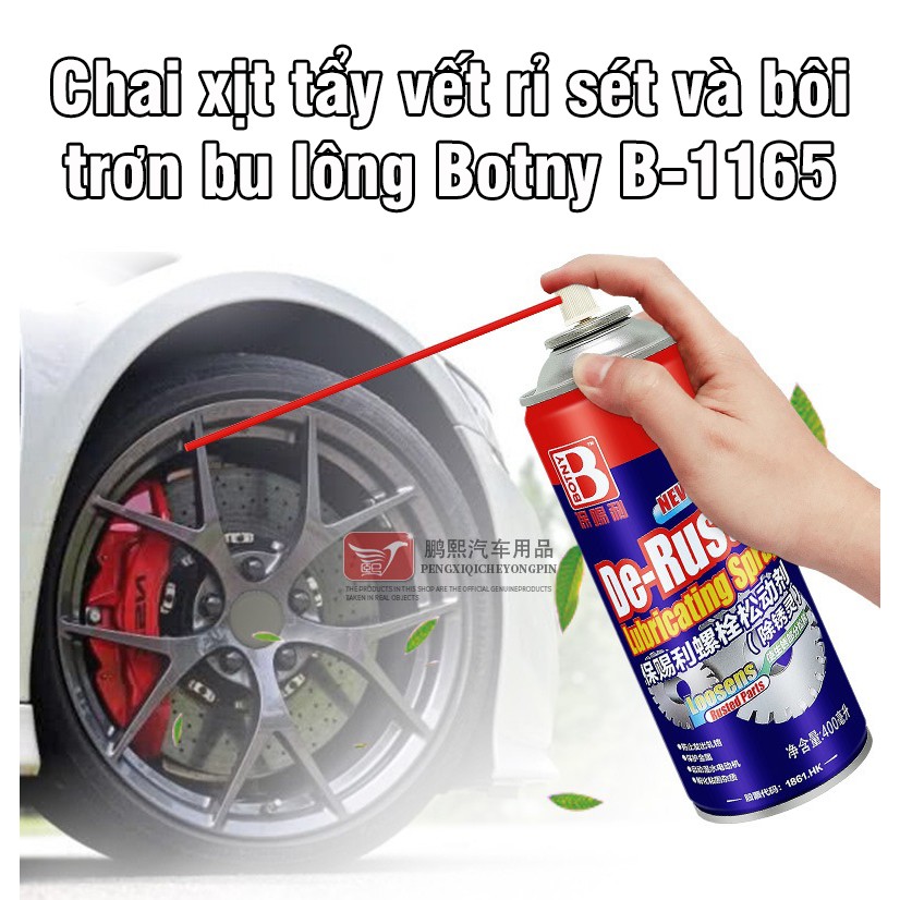 Chai Xịt Chống Rỉ Sét Và Bôi Trơn Ốc Vít Kim Loại De-Rust Lubricating Spray Botny B-1165 Dung Tích 400ml