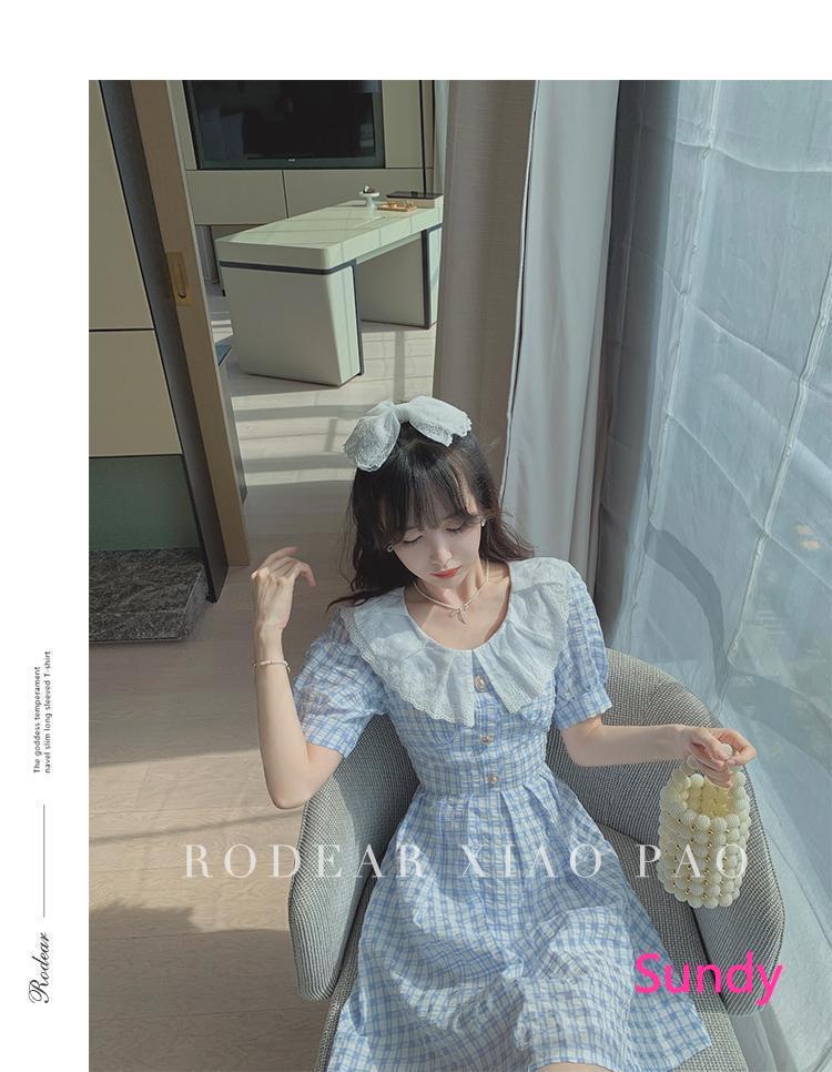 Đầm Ca Rô Cổ Búp Bê Xinh Xắn Theo Phong Cách Mùa Hè Dành Cho Nữ | BigBuy360 - bigbuy360.vn