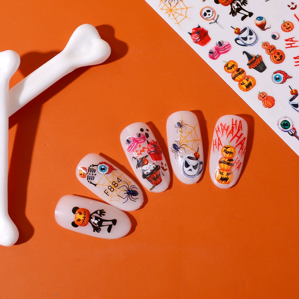 Miếng Dán Trang Trí Móng Tay Họa Tiết Halloween Dễ Thương