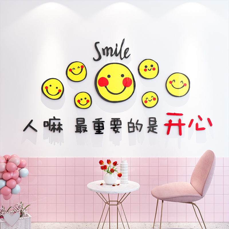 Tranh mica dán tường - hình mặt cười cảm xúc trang trí cửa hàng, quán ăn, địa điểm kinh doanh