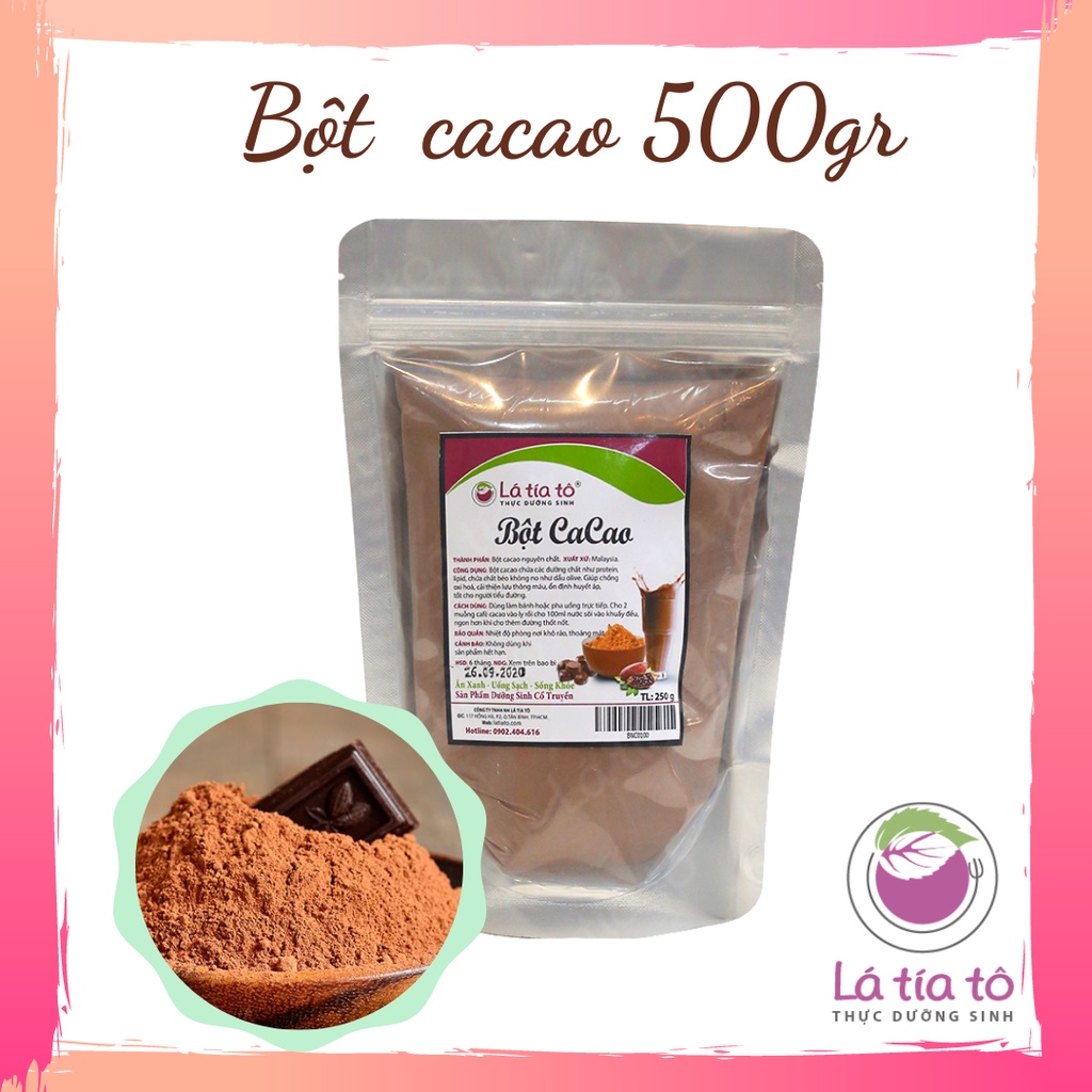 BỘT CACAO NGUYÊN CHẤT 500GR HÓA TAN LÀM BÁNH KHÔNG ĐƯỜNG - LÁ TÍA TÔ