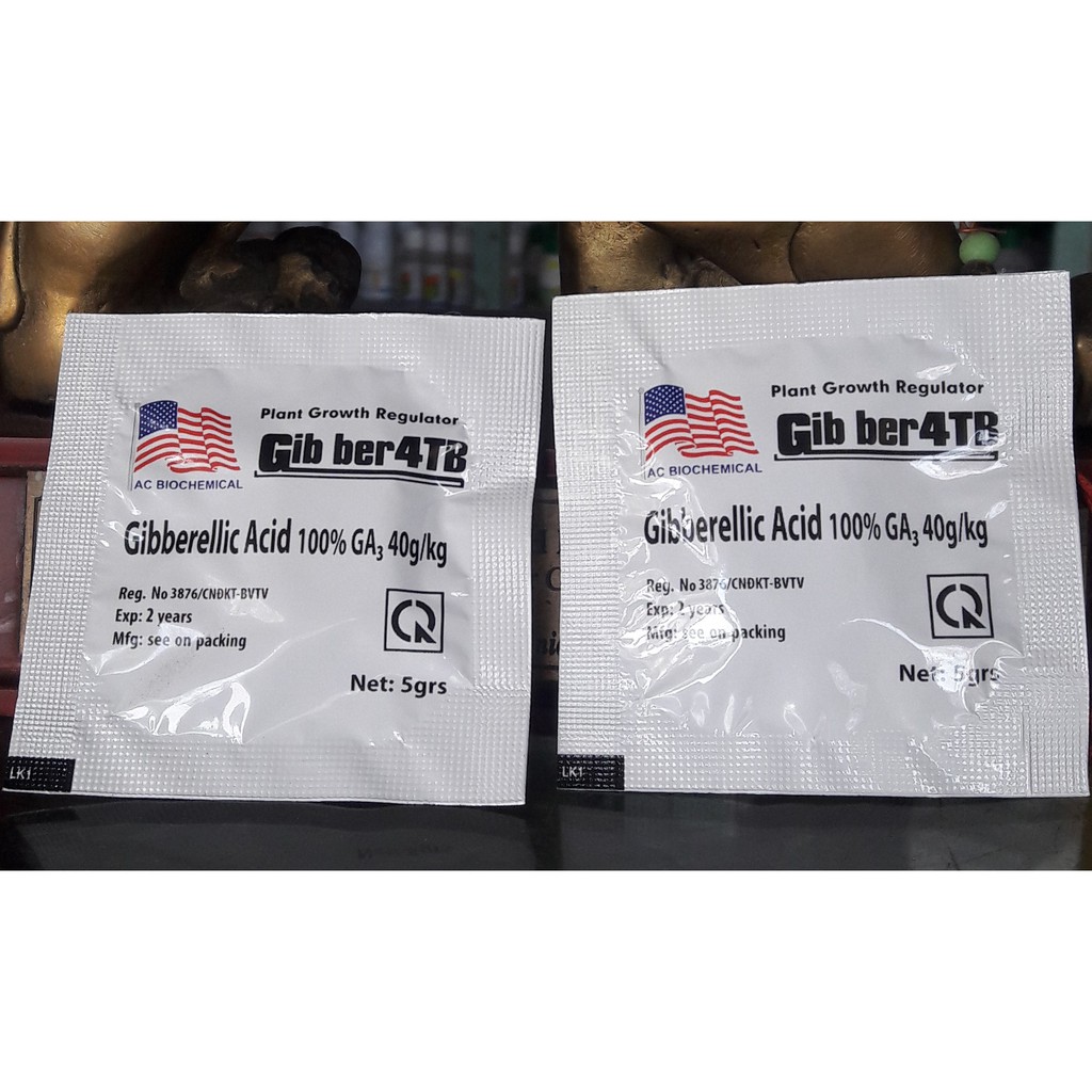 Bộ 2 gói thuốc điều hòa sinh trưởng viên sủi Gibber 4TB 5gr - GA3