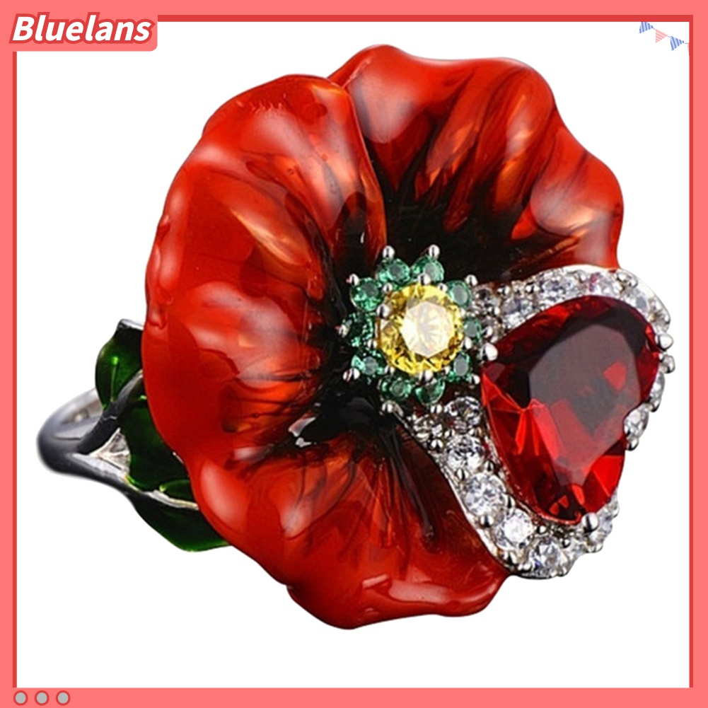 Nhẫn Hình Trái Tim Đính Đá Ruby Nhân Tạo Phong Cách Hàn Quốc