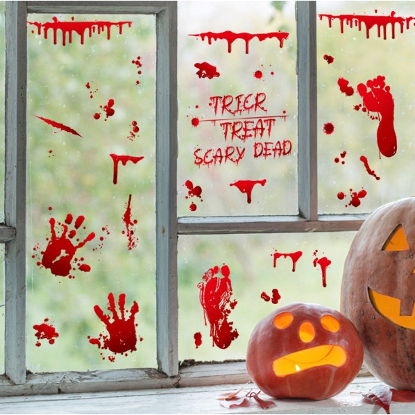 Decal trang trí Halloween hít tĩnh điện - Những vết máu kinh dị