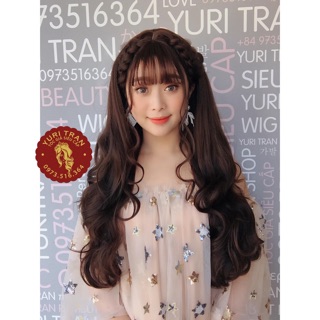 Tóc giả nguyên đầu siêu cấp Yuritran- Bộ xoăn phồng 70 socola