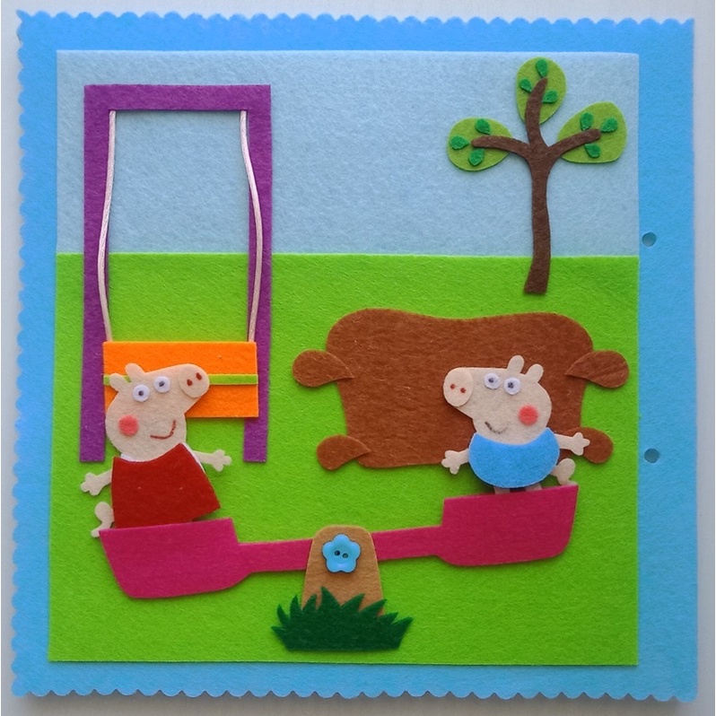 Sách vải Gia đình lợn Peppa  - Peppa Big Quiet book - Tulip Store Handmade