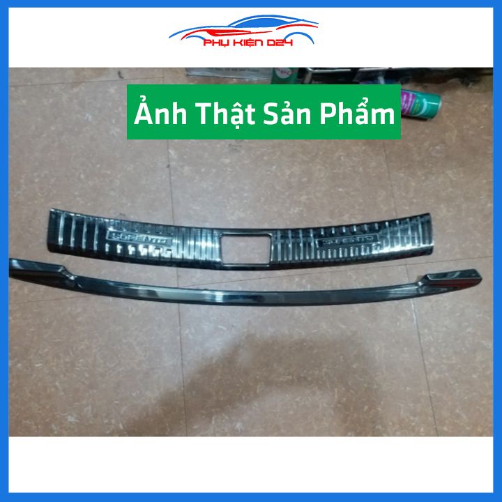 Ốp chống trầy cốp Sorento 2020-2021-2022-2023 thép không gỉ vân cacbon chống trầy bảo vệ xe