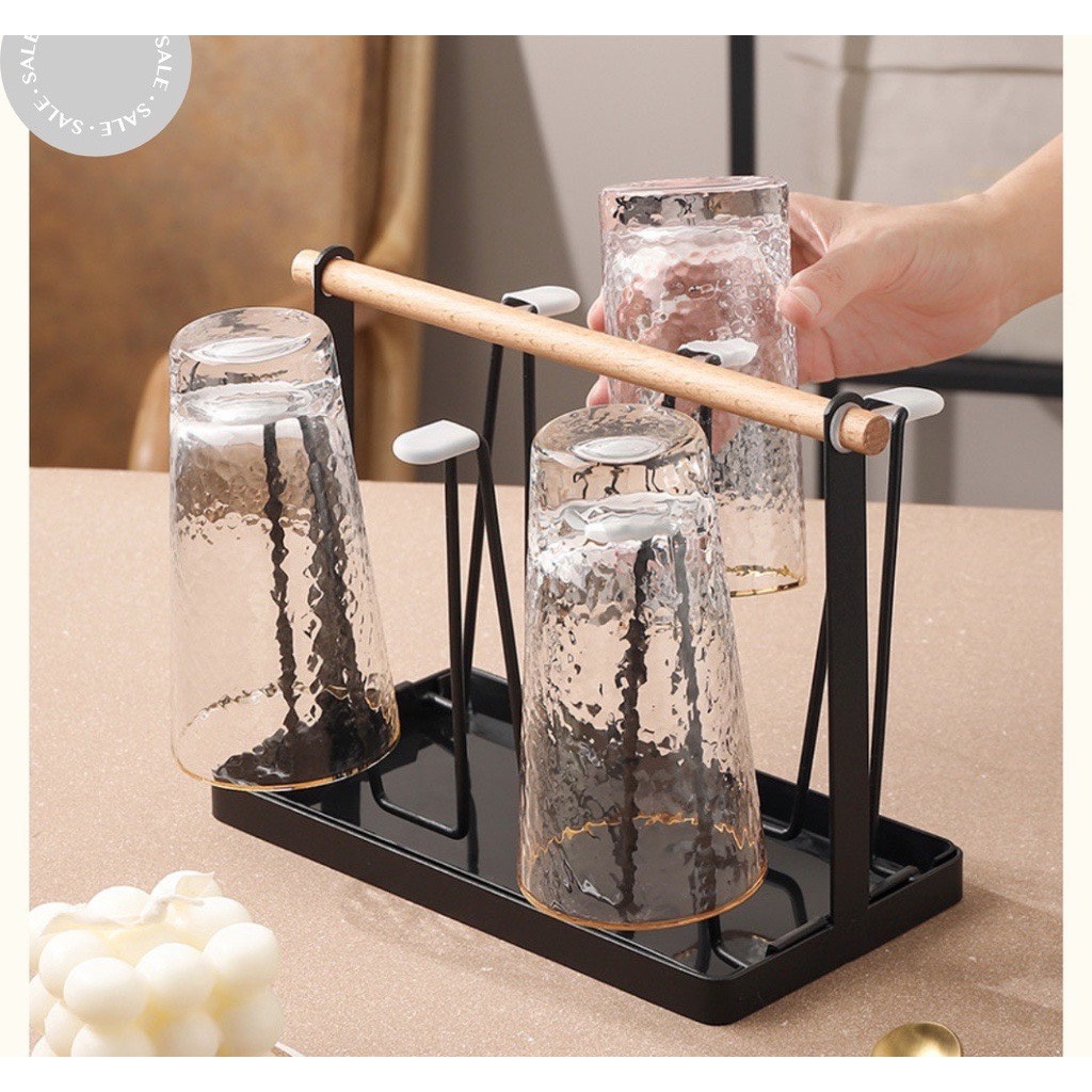 Khay Úp Ly Sắt Sang Trọng Kèm Khay Đựng