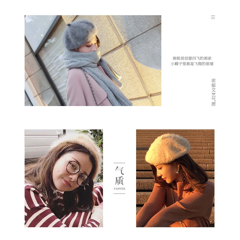 Mũ nồi lông thỏ phong cách harajuku Hàn Quốc thời trang mùa đông dễ phối đồ ngọt ngào cho nữ sinh