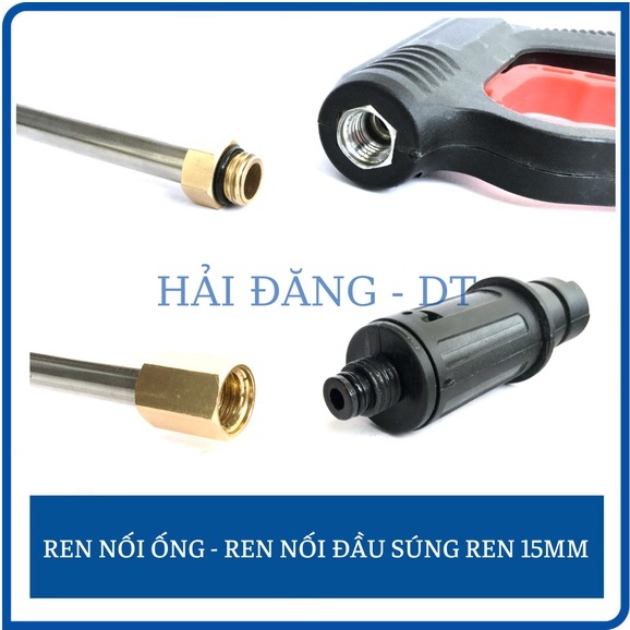 Bộ súng kèm dây xịt rửa xe áp lực cao 10, 15, 20, 30m ren 22mm kèm ống nối 30cm (Súng kiểu cò đỏ)