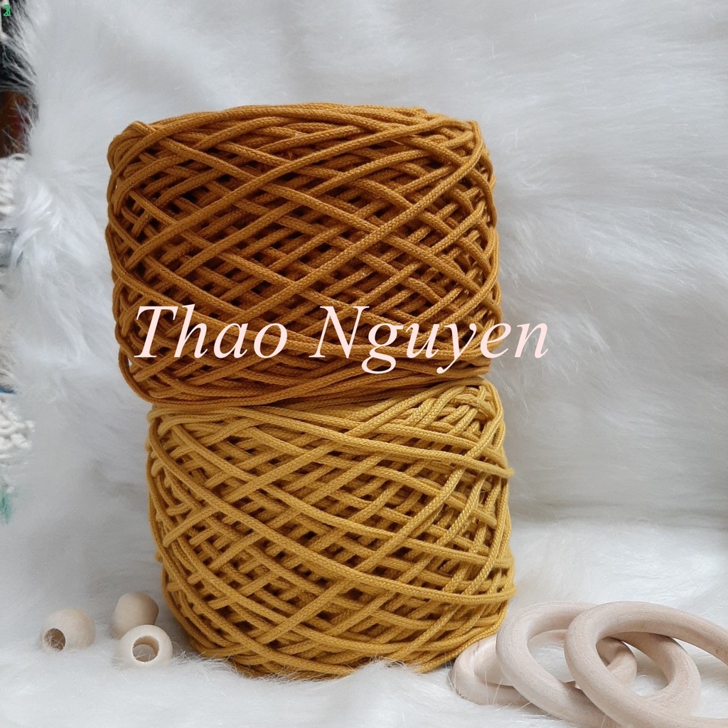 Dây dệt đan macrame, túi ví handmade. MÀU VÀNG TƯƠI- 3mm
