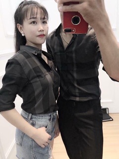 Sơ mi kẻ nam nữ burberry