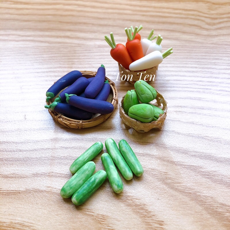 Rau Củ Đất Sét Trang Trí Nhà Búp Bê Miniatures Rau Củ Quả 1/12 Trái Cây Mini Rau Củ Mini Trang Trí Mô Hình