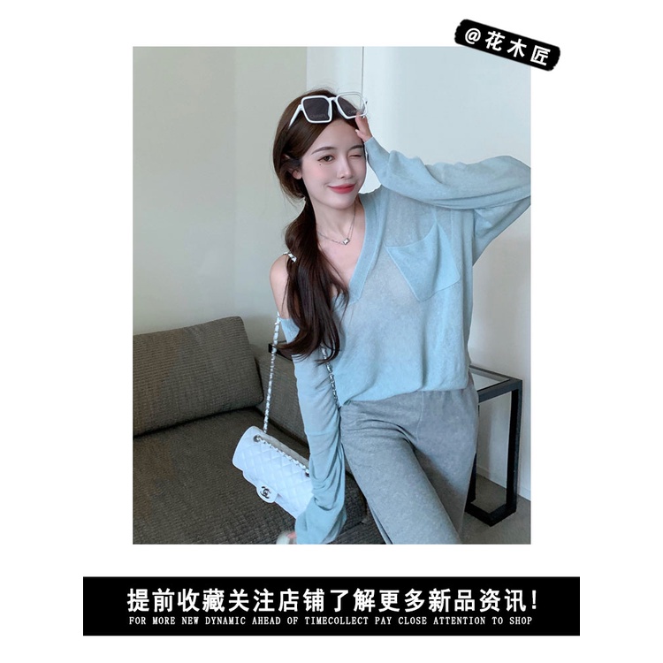 Long Sleeve Sun Protection Women's Sweater Slim Summer Air Conditioner2021New Lazy Wind Stylev Loose Collar | BigBuy360 - bigbuy360.vn