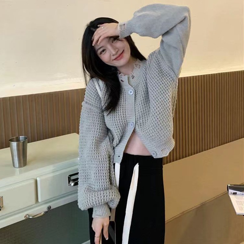 Áo khoác cardigan SUXI tay phồng thời trang mùa thu Hàn Quốc cho nữ