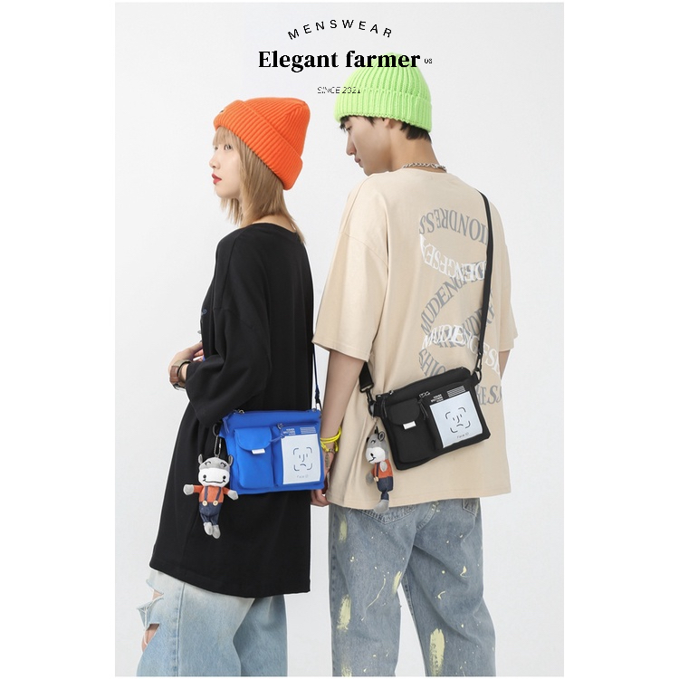 [MENSWEAR ELEGANT FARMER] Túi đeo chéo nam &amp; nữ phong cách Hàn Quốc vải 2022.