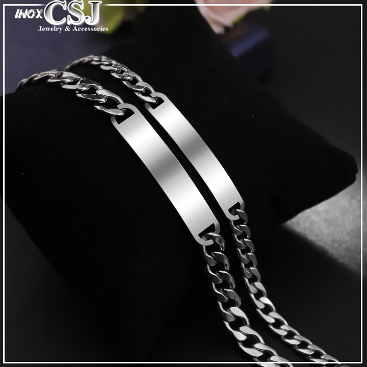 Lắc tay inox bảng trơn đẹp không đen dành cho nam và nữ