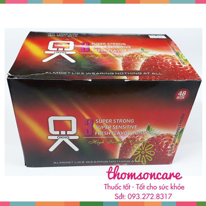 Bao cao su Ok - Hộp to - Combo 48 hộp x 3 chiếc - Giao hàng kín đáo, luôn che tên sản phẩm