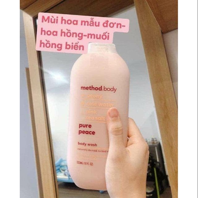Sữa tắm dưỡng ẩm sáng da, lưu hương thơm lâu Hoa Hồng Method Body Pure Peace