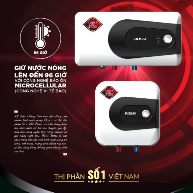 Bình nóng lạnh Rossi vuông 15L RA15SQ  20L RA20SQ 30L  RA30SQ Hàng chính hãng bảo hành 7 năm