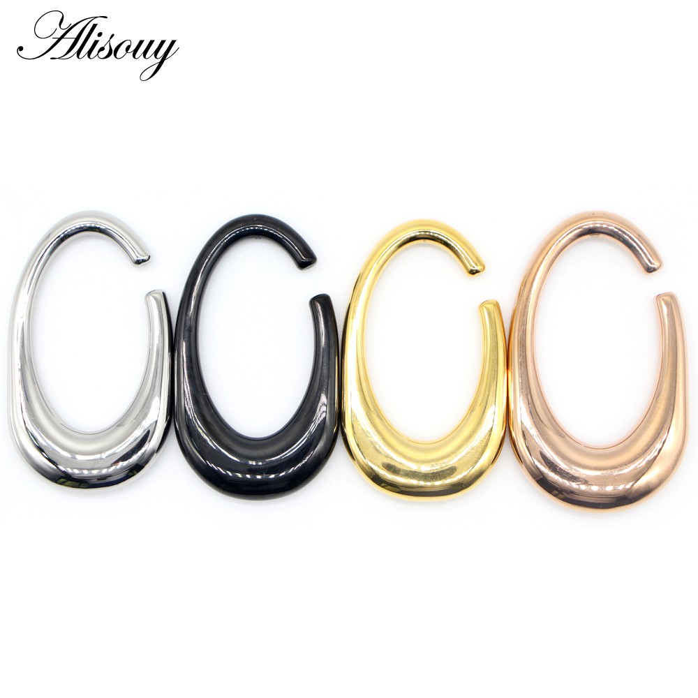 Alisouy 1pc trọng lượng nặng đồng hồ đo tai hình bầu dục lớn expander cáng thép không gỉ xuyên cơ thể đồ trang sức quà tặng thời trang cho nam giới nữ