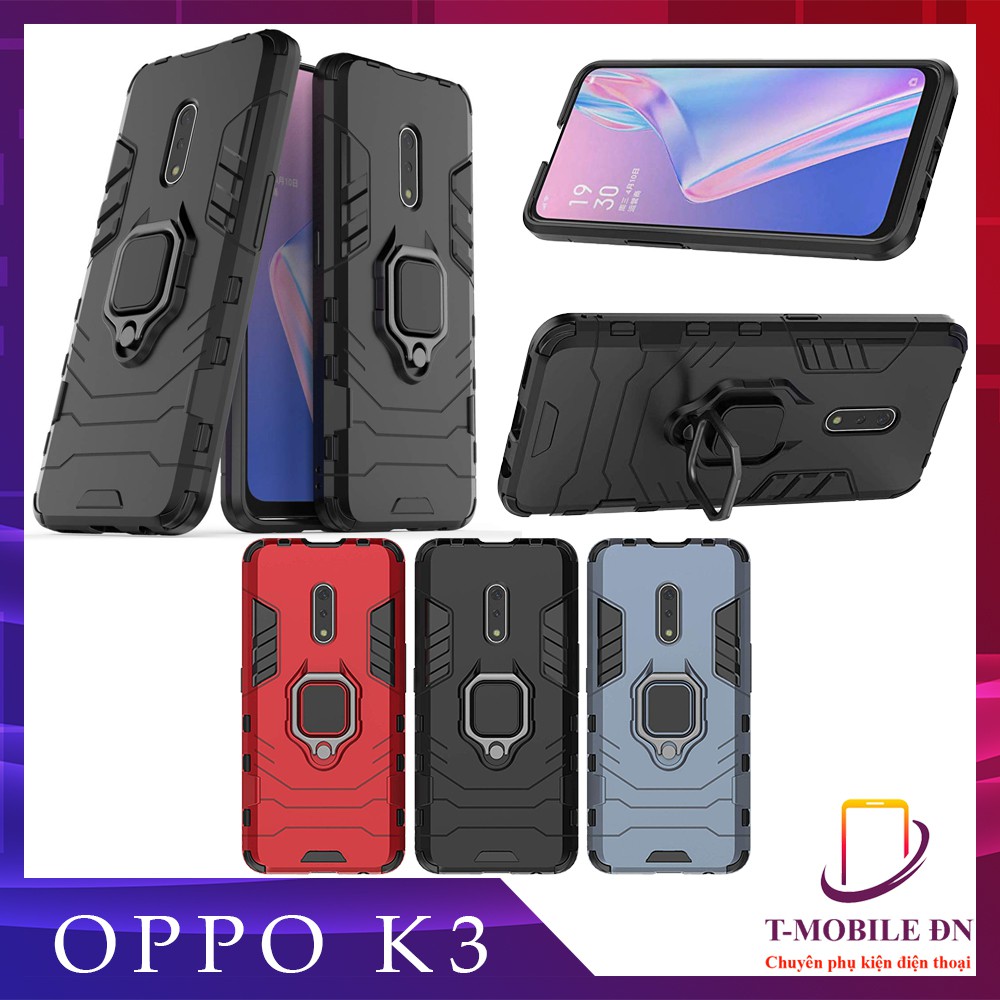 Ốp lưng Oppo K3 iron man chống sốc kèm nhẫn iring chống xem video bảo vệ camera