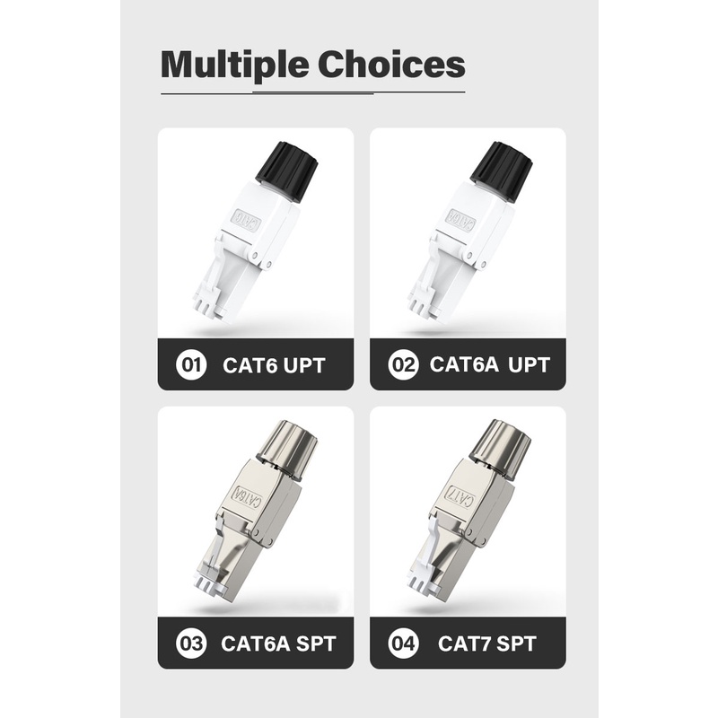 Set 2 Phích Cắm Kết Nối Mạng Ethernet RJ45 Cat8 Cat7 Cat6A