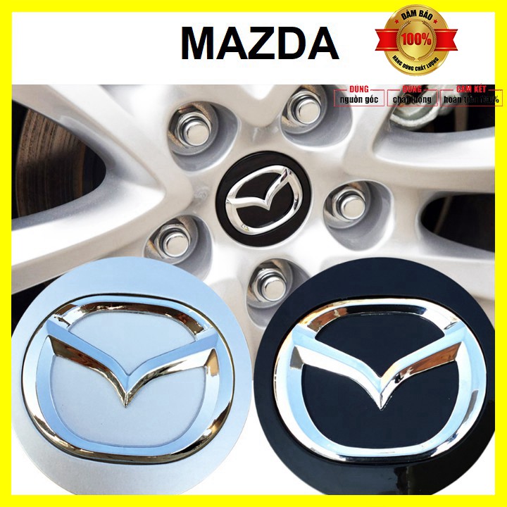 Logo chụp mâm bánh xe Mazda MAD57 Đường kính ngoài 57mm, Nhựa ABS