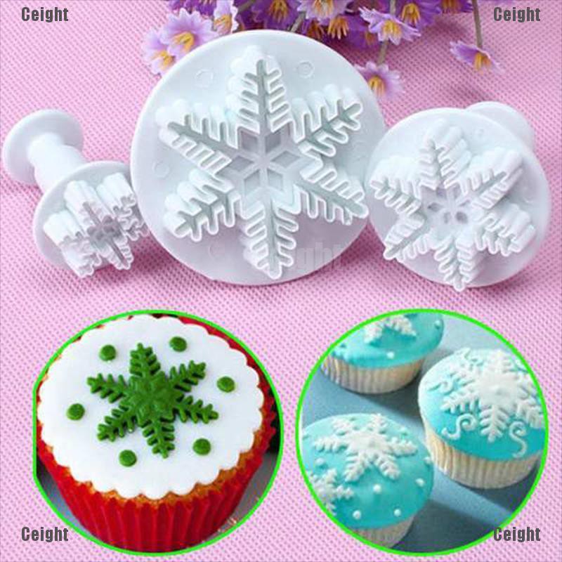 Set 3 khuôn cắt kẹo mềm trang trí bánh tạo hình bông tuyết xinh xắn