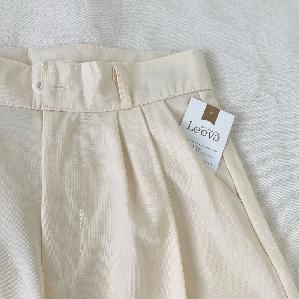 LEEVA - Quần tây nữ ống suông lưng cao eo co giãn 2 màu ulzzang girl Q037