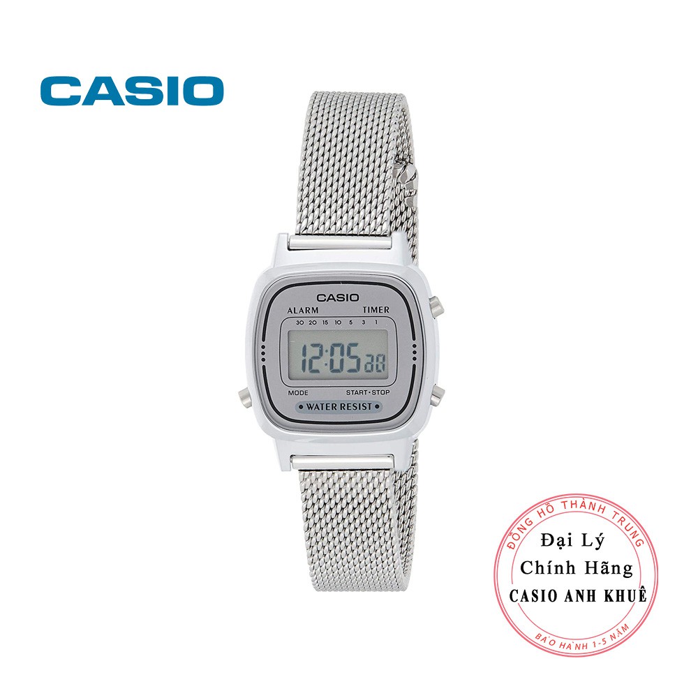 Đồng hồ điện tử nữ Casio LA670WEM-7DF dây lưới kim loại