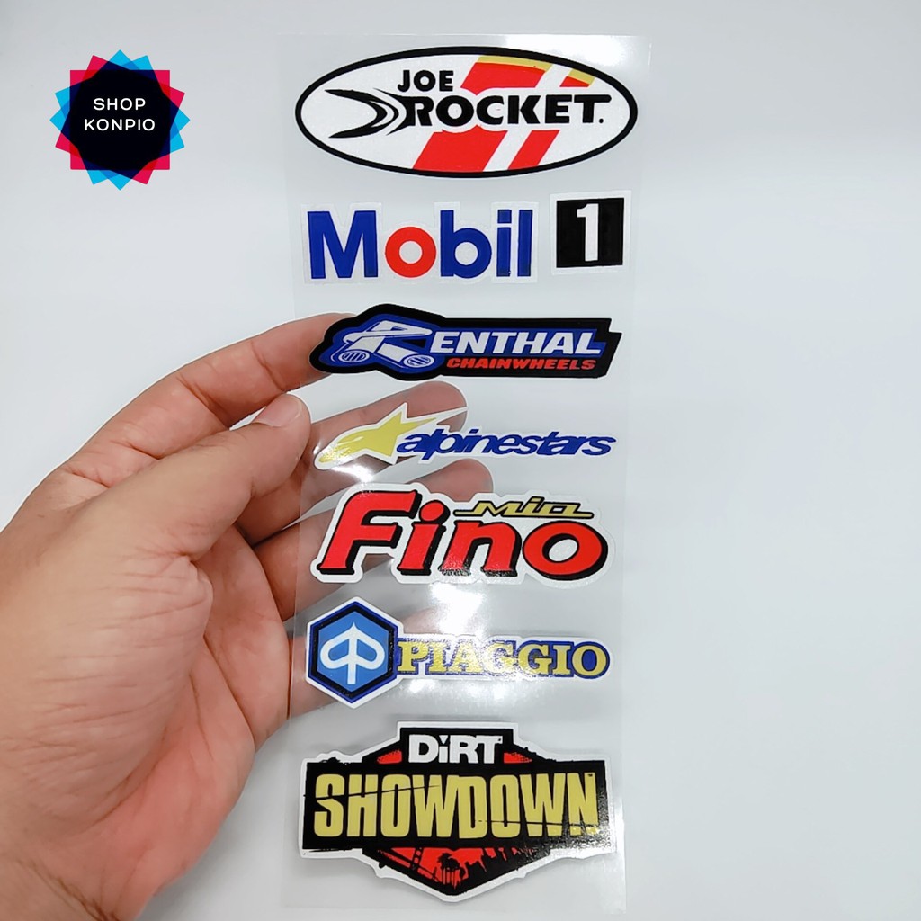 Bộ Tem Sticker Phản Quang Mobil1 Fino Cao Cấp Dán Xe Máy, Ô Tô, Mũ Bảo Hiểm, Chống Thấm Nước, Chống Bay Màu