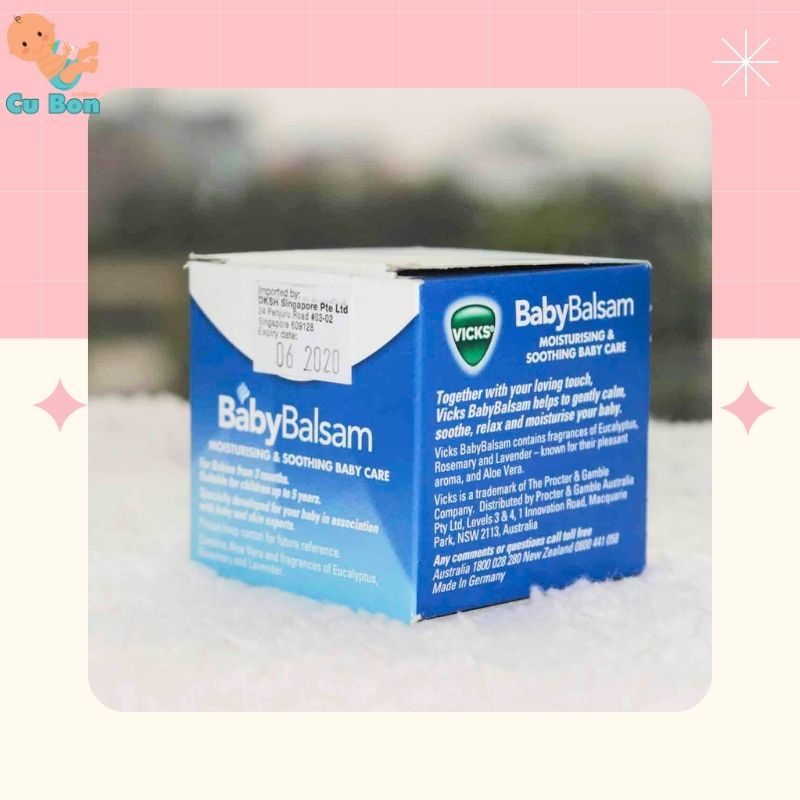 Dầu ấm ngực Vicks Baby Balsam cho bé từ sơ sinh hũ 50g Của Úc Giúp Giảm Ho Chống Ngạt Cảm phù hợp khi nằm lạnh